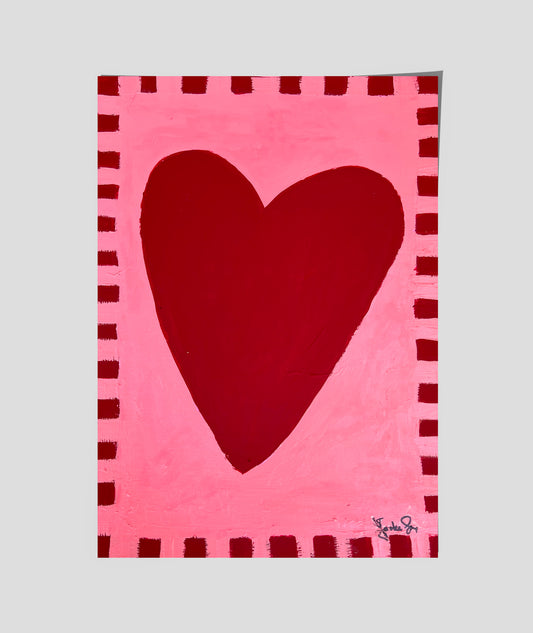 Checked love - pink and red