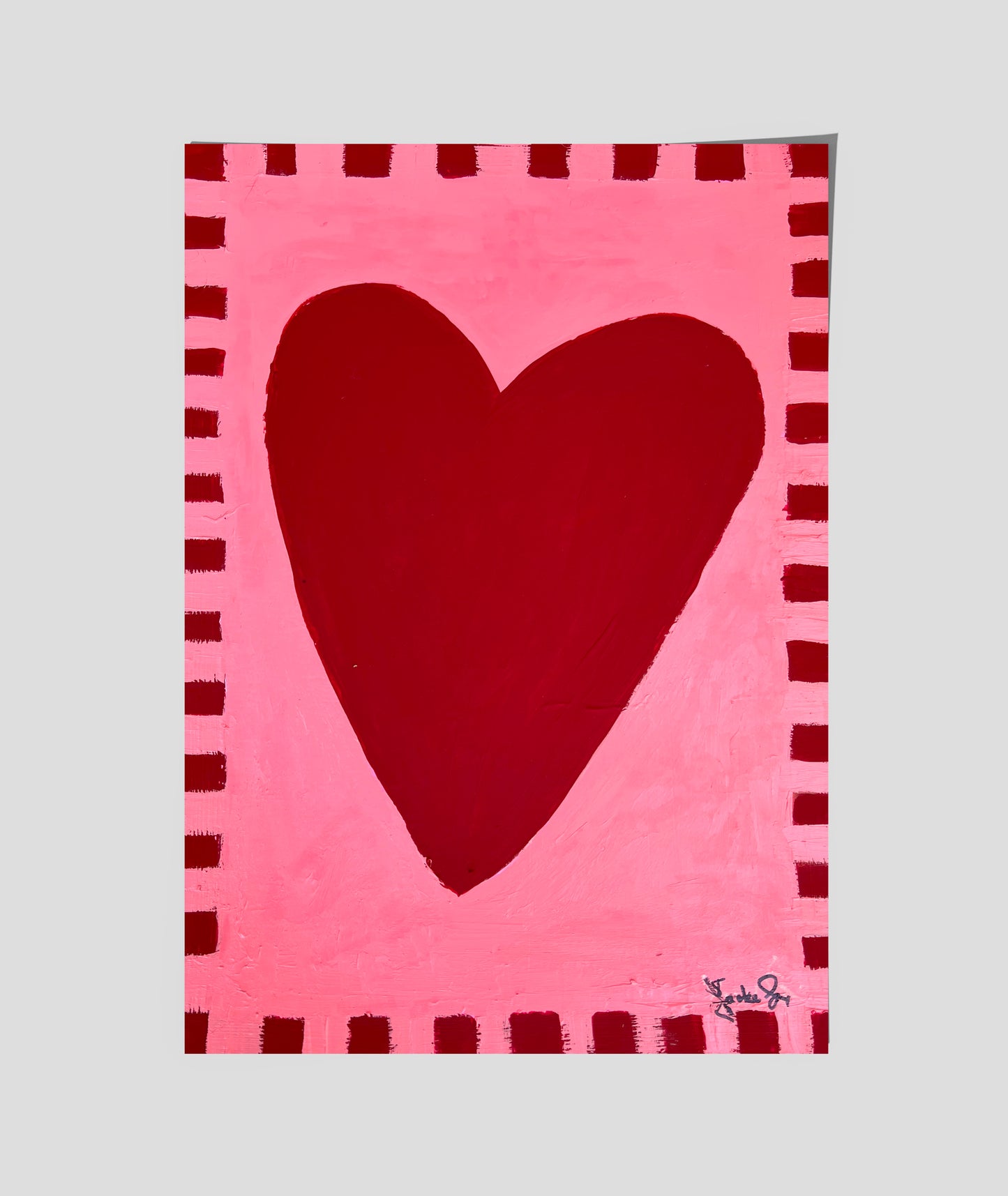 Checked love  - pink and red